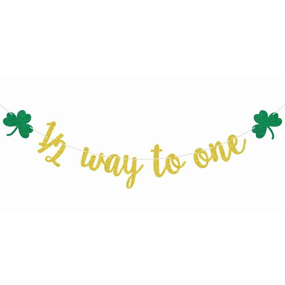 1/2 Way to One Banner, Clover Half Birthday Sign, Lucky 6 Months Birthday, St.Patrick's Day 6 Months Birthday Party Decorations