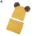thumbnail image 4 of PULLIMORE Winter Warm Child Beanie Hat Scarf Set Ski Knit Hat Cap with Pompom for 0-12 Months Old Baby Boys Girls (Yellow), 4 of 9