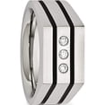 thumbnail image 5 of Stainless Steel Brushed Black Ip-Plated With Cz Signet Ring (Size 9) Made In China sr397-9, 5 of 5