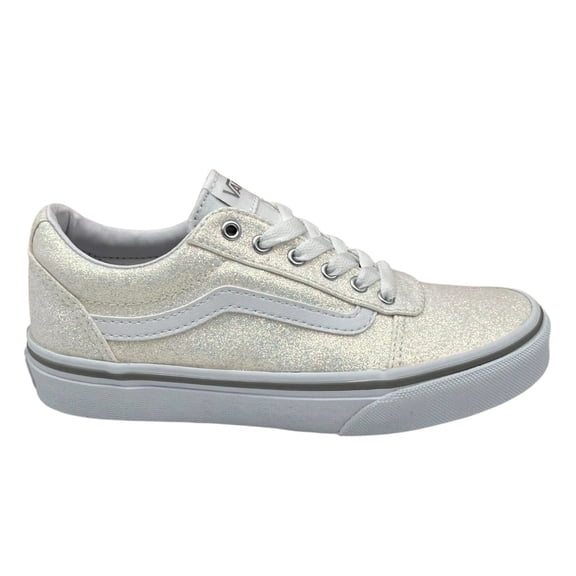 Vans Ward Youth Girls Low Top Sneakers Size 3Y White Glitter Sparkle Lace up