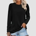 thumbnail image 2 of Timegard Blouse for Women Puff Long Sleeve Round Neck Tops Fall Winter Casual Comfy Basic Tee Tops, 2 of 9