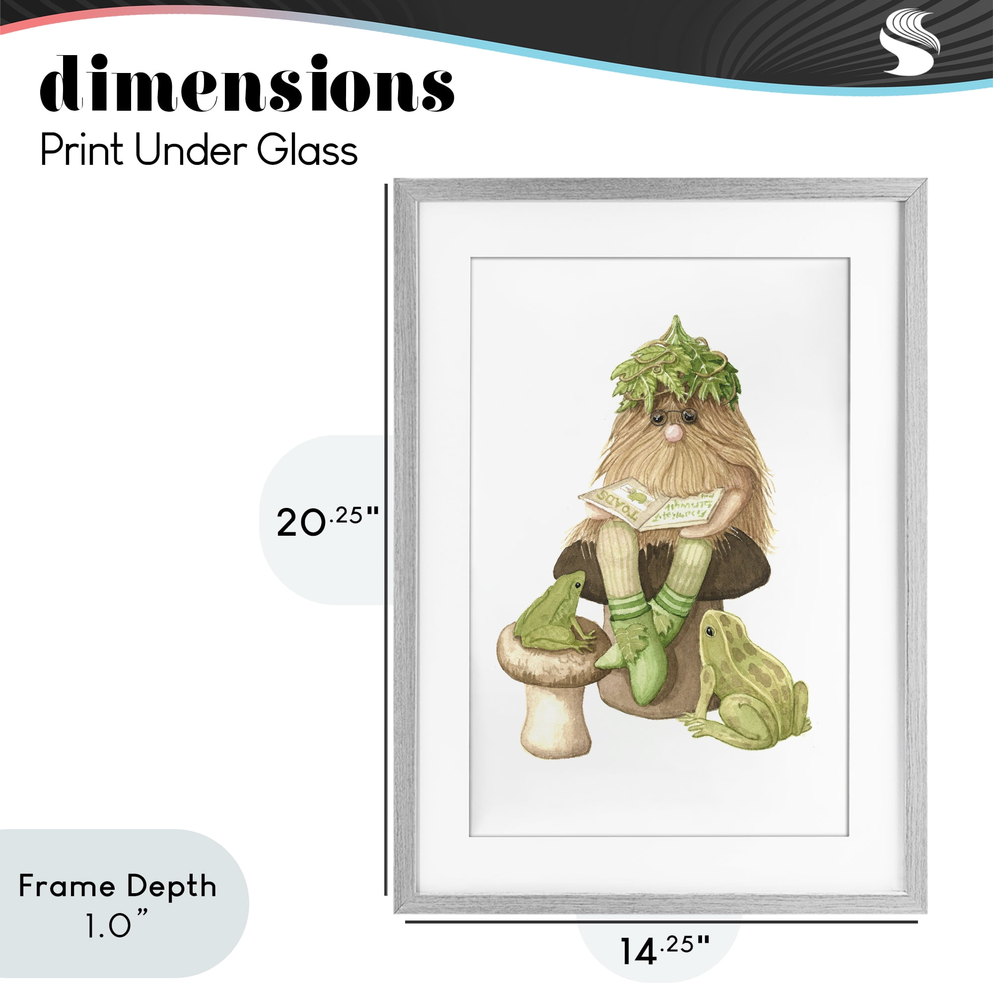 Stupell Industries Garden Elf with Frogs Gray Framed Print Under Glass, design by Nancy Overton