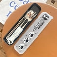 thumbnail image 4 of 3in1 Cat Paw Camping Travel Sets Picnic With Storage Box Chopsticks Fork Spoon Flatware Tableware Cutlery Set Dinnerware Set BLACK&SILVER, 4 of 8