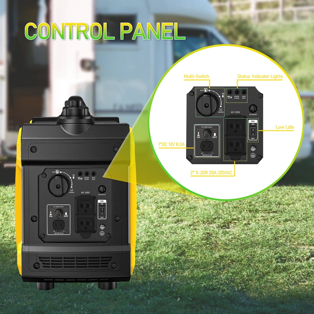 Super Quiet 2000W Portable Inverter Generator 79.7cc Ultra Lightweight EPA III Compliant Pure Sine Wave Power for Camping & Electronics