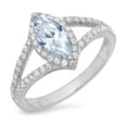 thumbnail image 7 of Halo Engagement Ring for Women - 1.2ct Natural Sky Blue Topaz in 14K White Gold Promise Ring, 7 of 7