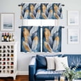 thumbnail image 2 of Navy Blue Yellow Feather Kitchen Curtains Sets for Windows 36 Inch Length, Simpler Modern Abstract Art Rod Pocket Window Treatments Tier Curtains and Valances Set for Bedroom/Bathroom, 2 of 8