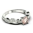 thumbnail image 2 of Dazzling Boho & hippie 1.25 Carat Round Cut Morganite And Diamond Moissanite Classic Inspired Engagement Ring, Unique Twist Band Wedding Ring in 925 Sterling Silver With 18k White Gold Plating, 2 of 3