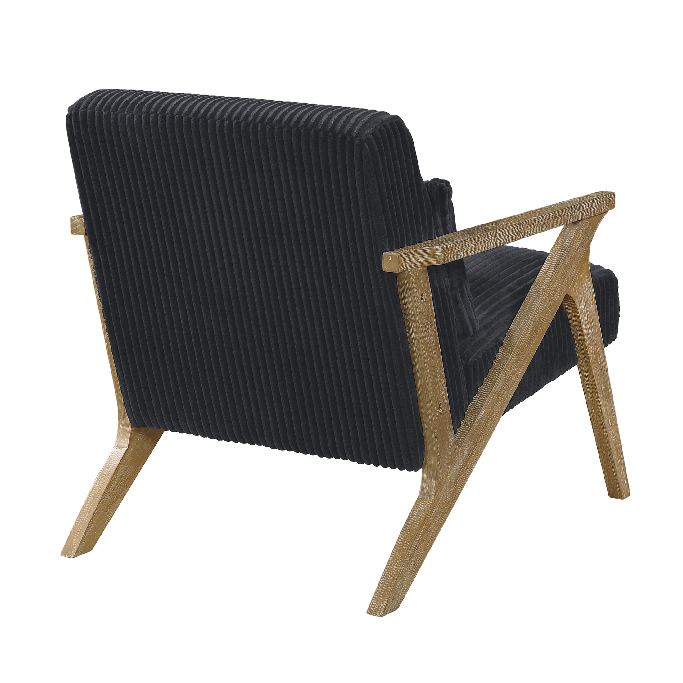 OakvillePark Papyrus Solid Rubberwood Frame Corduroy Accent Chair, Black