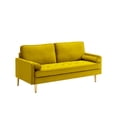 thumbnail image 3 of Xukmct 2 Seater Velvet Sofa Couch with Metal Legs, 65 inch Loveseat Sofa for Living Room, Office, Bedroom, Yellow, 3 of 6