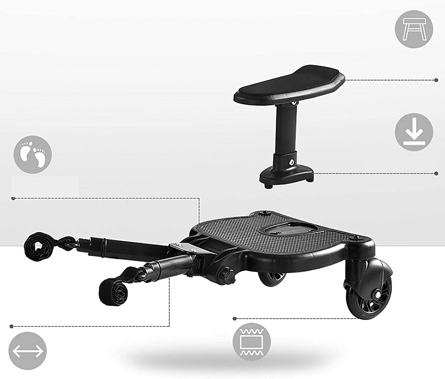Miumaeov Trolley Assist Pedal Pram Pedal Adapter Glider Board Baby Carriage Trolley