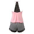 thumbnail image 6 of JIAYUE Women's Two Piece Sleepwear Set Soft Stretchy Pattern Print Halter V Neck Tank Tops With Lace Shorts Loose Fit Sleepwear For Summer Lightweight Night Loungewear, 6 of 8