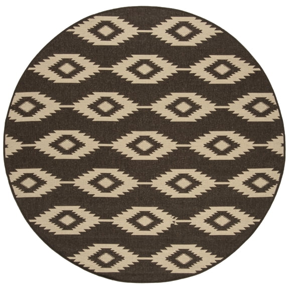 SAFAVIEH Linden Celandine Geometric Area Rug, Cream/Brown, 6'7" x 6'7" Round