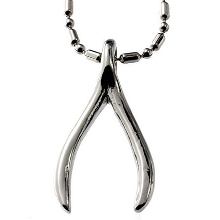 Sterling Silver Wishbone Necklace - R.H. Jewelry Stainless Steel Small Wishbone Pendant