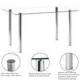 thumbnail image 4 of Ktaxon 53" Modern Dining Table for 6, Rectangle Glass Kitchen Table Dinner Breakfast Table for 6 Person with Metal Legs, Sliver, 53.1" x 27.6" x 29.5", 4 of 6