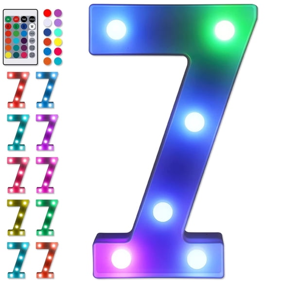 Lámpara LED Foaky número 7 colorida con batería de 8,9 x 7,9 x 4,5 cm