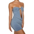 thumbnail image 4 of Faithtur Robe Moulante Enveloppante pour Femmes Couleur Unie Sans Bretelles Robe Cocktail Été Fête Boîte de Nuit Dos Nu Mini Robe, 4 of 9