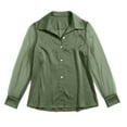 thumbnail image 4 of Lenpel Satin Silk Blouses for Women Mesh Long Sleeve Collared Button down Shirts Business Casual Tops Dressy Work Tops(Green,X-Large), 4 of 6