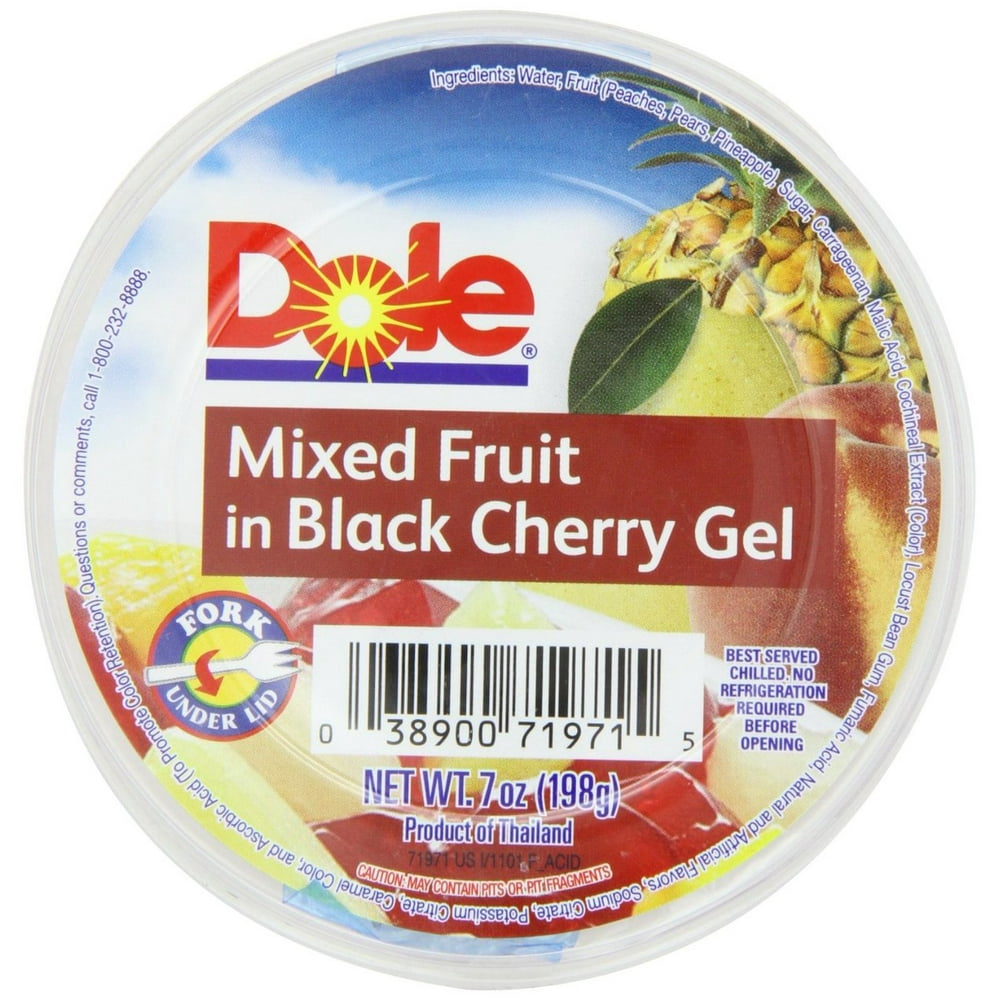 12 PACKS Dole Mixed Fruit In Black Cherry Gel, 7Ounce Cups Walmart
