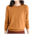 thumbnail image 2 of Yuanlong Womens Sweaters Versatile Plain Crewneck Long Sleeved Knitted Sweater Winter Layering Wear Based Pullover Tops, 2 of 8