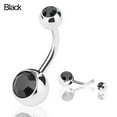 thumbnail image 4 of Stainless Steel Navel Ring Rhinestone Belly Button Ring Bar Piercing Jewelry, 4 of 8