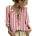 thumbnail image 2 of Women's Polka Dot Top Casual V Neck Pleated Top Boho Floral Blouses Loose Fit Work Blouses, 2 of 5