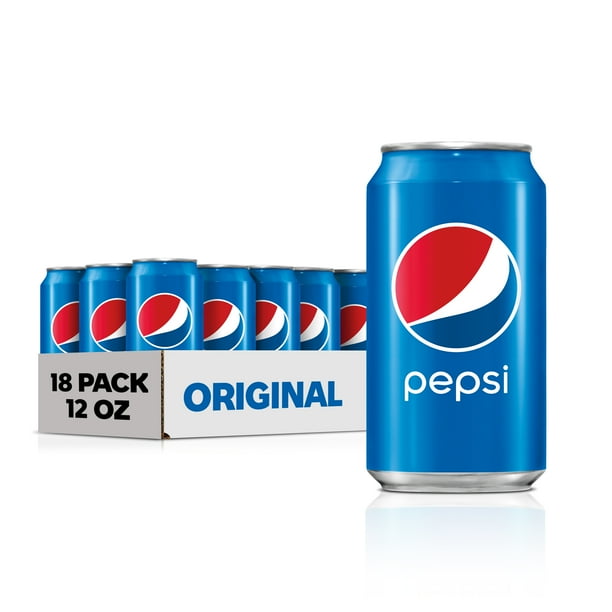 Pepsi Soda, 12 oz Cans, 18 Count