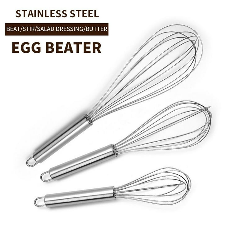 Stainless Steel Semi-automatic Egg Whisk - 3PCS Hand Push Rotary Whisk  Blender (3 Pack)