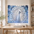 thumbnail image 5 of White Peacock with Snowflakes Against Dark Blue Sky, Majestic Fantasy for Nature Enthusiasts, Winter Wildlife Wall Art, Christmas Gift, Tapestry Wall Hanging for Bedroom and Living Room, 5 of 7