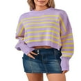thumbnail image 2 of Ladies‘ Solid Color Knit Sweater with Long Sleeves and Loose Fit, 2 of 9