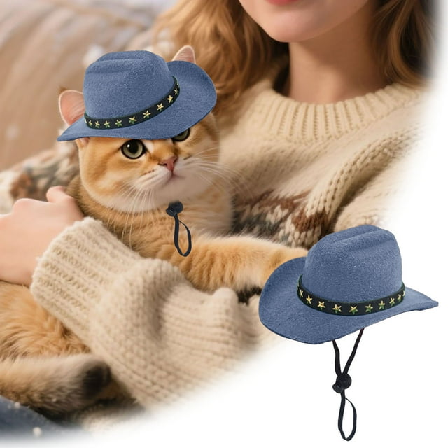 Chapeau de Cowboy pour Chats Accessoire pour Animal de Compagnie Exclusif Intérieur Extérieur Carnaval Halloween Western Jeu de Rôle Fête