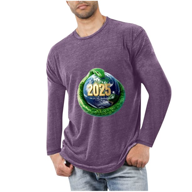 Blusas y camisas de manga larga con cuello redondo para hombre, deportivas, fitness, hogar, pijamas navideños estampados, camiseta de manga larga con cuello redondo, blusa de poliéster para hombre