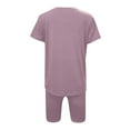 thumbnail image 4 of Edvintorg 2 Piece Gym Set Women Outfit Summer Women Two Piece Outfits Casual Short Sleeve Round Neck Biker Shorts Set Cycling Suit Purple XXL, 4 of 6