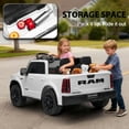 thumbnail image 5 of Kerry Yoo SQ7 Ride on Toys Car, 24V Truck RAM 2500 Rebel Electric Vehicle for Kids, Pickup Truck, 2 Seater, Bed Storage, Remote Control, Safety Belt, Music - White, 5 of 8