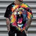 thumbnail image 2 of Men Summer Tops Men T Shirt for Men Seasonal Floral Print Short Sleeve Round Neck Casual Top with Easter Theme Fashionable Design Men’s Spring Autumn Blue XL, 2 of 4