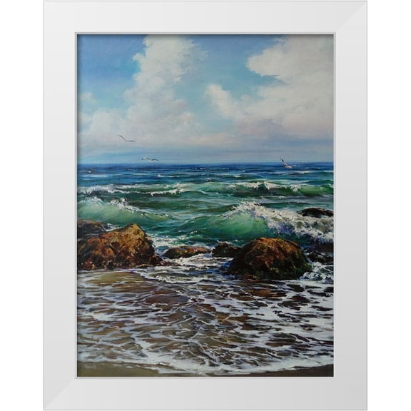 Cernov, Ivan 12x14 White Modern Wood Framed Museum Art Print Titled - When the Sea Calls III