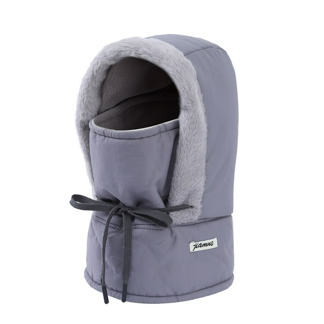Dark Gray Solid Color Layer Hat Outdoor Sports Cycling Ski Hat Warm Neck Protection Head Cover Face Mask New Winter Riding Hat Outdoor Ski Warm Hat Free Size Dark Gray Polyester