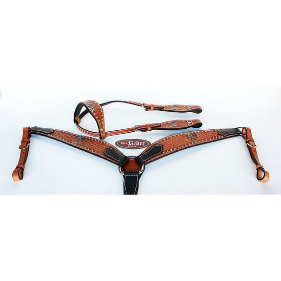Horse Saddle Tack Bridle Western Leather Headstall BreastCollar 78130A