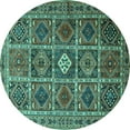 thumbnail image 1 of Ahgly Company Machine Washable Indoor Round Persian Turquoise Blue Traditional Area Rugs, 3' Round, 1 of 4