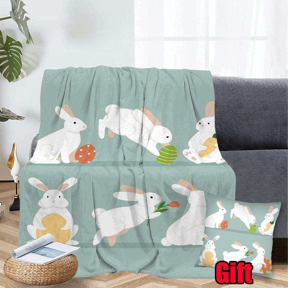 Dicasser Spring Easter Throw Blanket With Pillow Cover Soft Warm Cozy