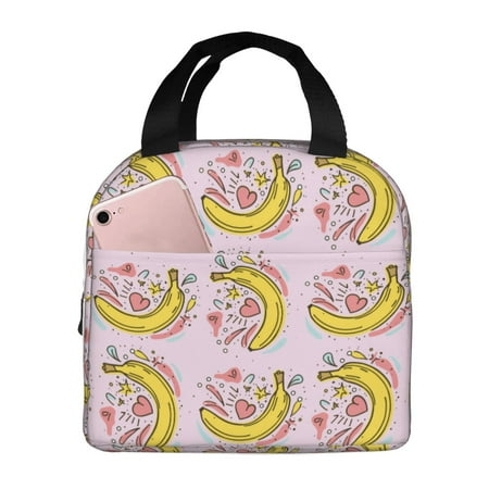 Insulated Lunch Bag for Women Men - Cute Banana Love Star Leakproof Cooler Lunch Box for Women Men  Lunch Tote Bags for Work School Picnic Travel