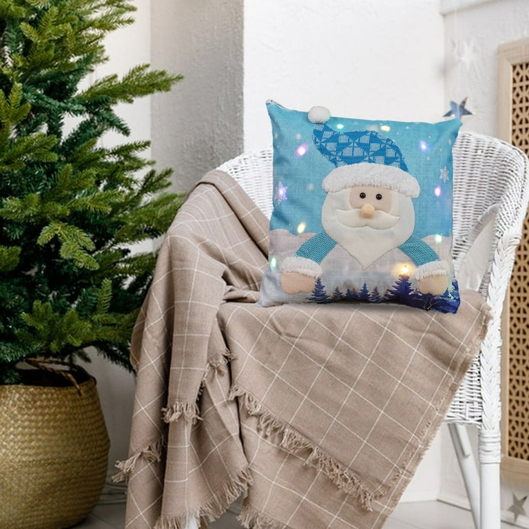 Aihimol Christmas Throw Pillow Covers With LED Lights Linen