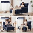 thumbnail image 4 of Eyisean 32" Chenille Indoor Upholstered Chaise Lounge Chair, Comfy Leisure Sofa with Deep Seat & Pillow, Modern Sleeper Recliner Chair with Armrest, Durable Wood Frame Sofa for Living Room, Bedroom, 4 of 15