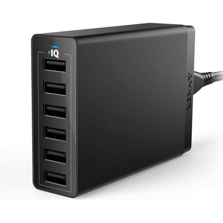 Anker PowerPort 6 - Power adapter - 60 Watt - 12 A - 6 output connectors (6 x USB) - black