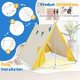 thumbnail image 4 of Kids Play Tent with Solid Wood Frame Holiday Birthday Gift  Toy for Boys  Girls-Yellow, 4 of 5