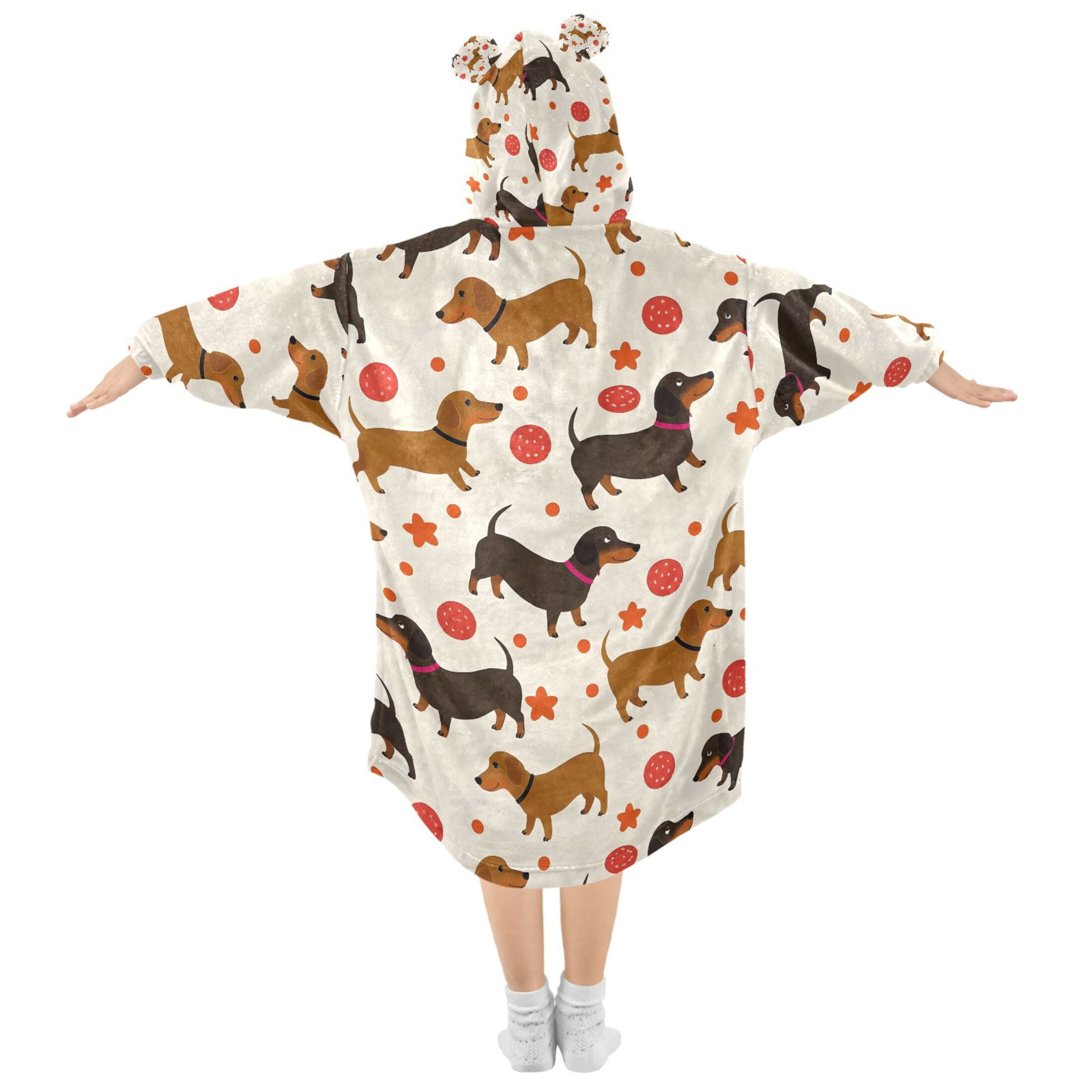 joogoo Blanket Hoodie for Dachshund Dog Balls Oversize Sweatshirt 3-14 YR L