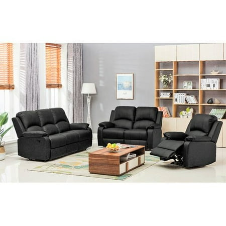 Latitude Run Willian Reclining 3 Piece Leather Living Room