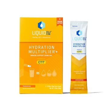 Liquid I.V. Hydration Multiplier+ Immune Support Electrolyte Powder Packet Drink Mix, Tangerine, 6 Ct