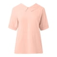 thumbnail image 4 of TINZ T-Shirt Rétro Mode Femme Couleur Unie Ample Col Rabattu T-Shirt Court Manches Longues T-Shirt Manches Longues Femme Course T-Shirt Manches Courtes Femme T-Shirt Été Athlétique Femme, 4 of 5
