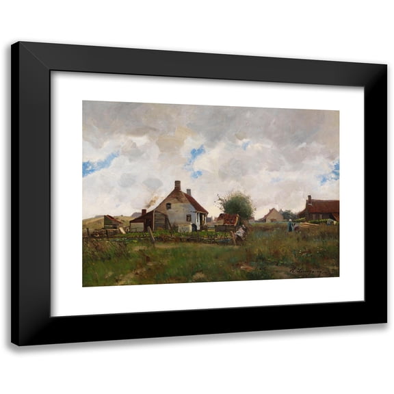 Helmuth Liesegang 14x11 Black Modern Framed Museum Art Print Titled - Landscape with Farmhouses (1884)