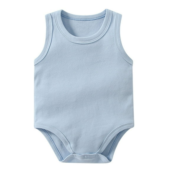 Zanarzt Ruffle Sleeve Romper Girl Baby Boys Girls Cotton Romper Summer Jumpsuit Sleeveless Overalls Clothing Light Blue,0-3 Months